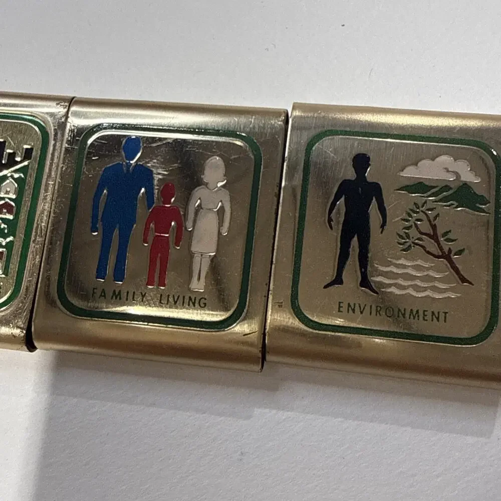 VTG Boy Scouts of America Merit Badge Belt – Solid Brass Buckle – Enamel Slides